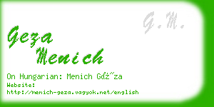 geza menich business card